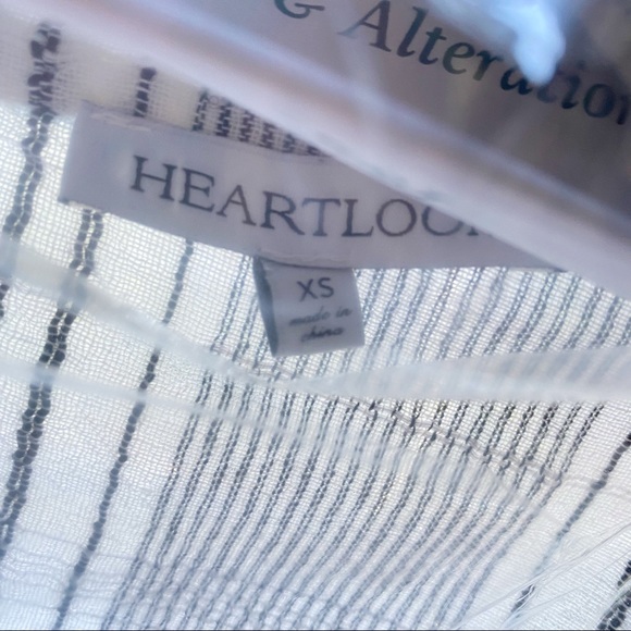 Heartloom Zoe white black stripe v-neck ruffle trim belt belted jumpsuit romper - Picture 6 of 8